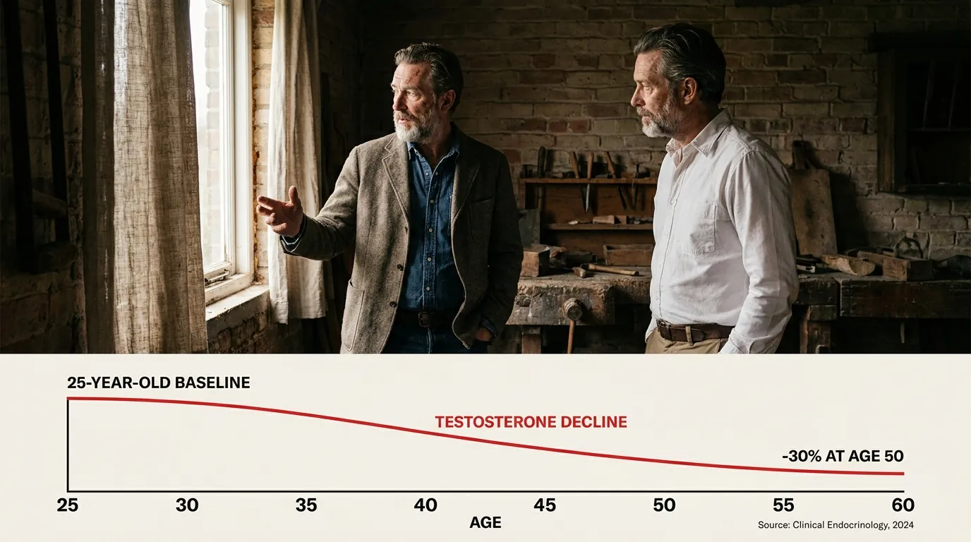 Factor 01 — Testosterone decline curve, 1.6% per year from age 30