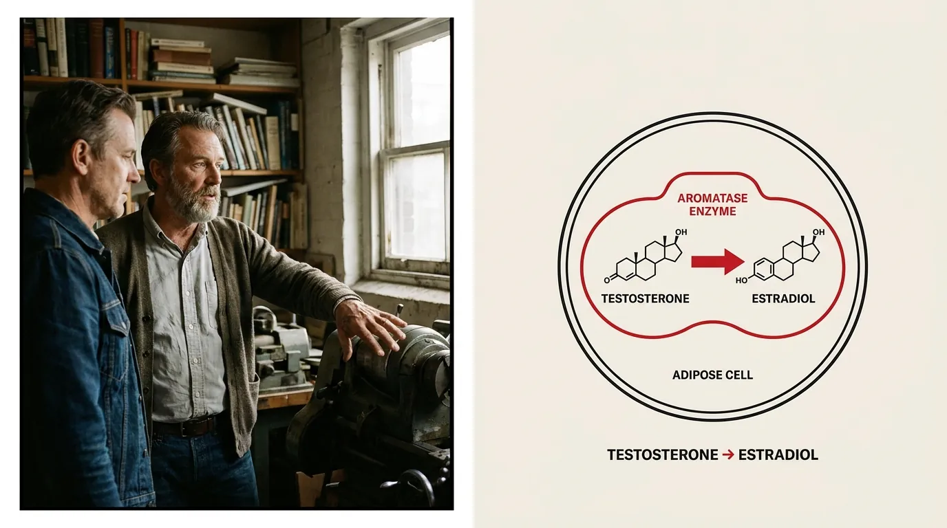 Factor 02 — Aromatase enzyme converting testosterone to estradiol in body fat